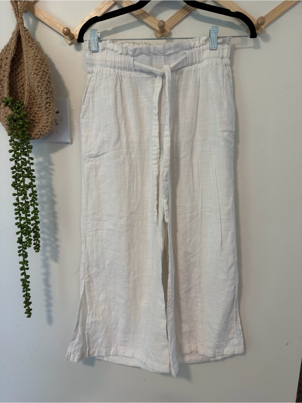 Rewash Off-White Drawstring Cotton Pants